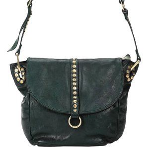 Campomaggi Iconic Stud Details Forest Green Shoulder Bag new